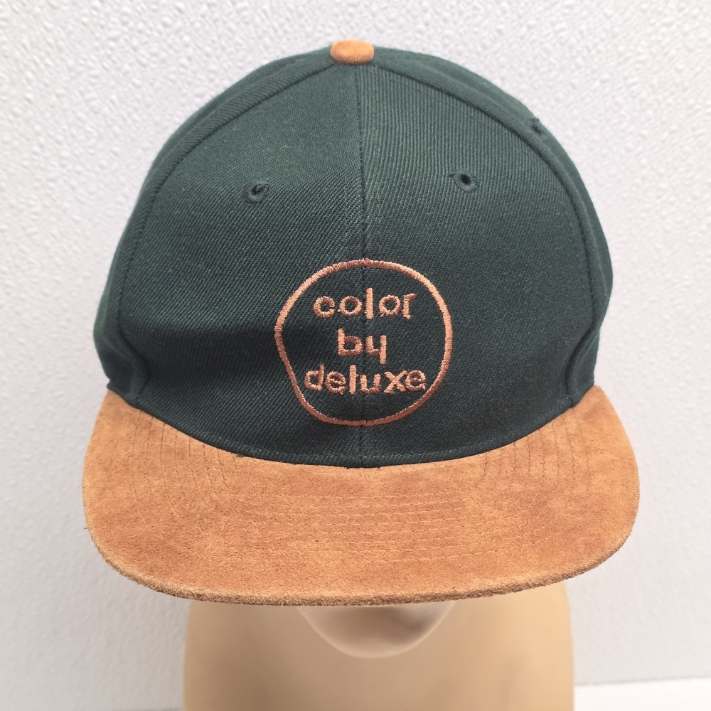 Color by Deluxe Hollywood Snapback Hat Green Brown Leather Vintage